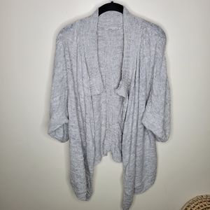 Prana Birdie Open Front Draped Knit Cardigan Light Grey Medium